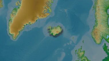 İzlanda haritası - özet. Gölge. Fiziksel.