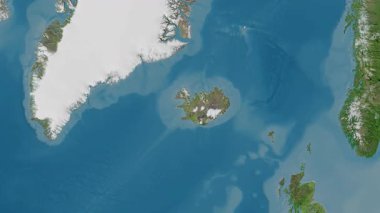 İzlanda haritası - süzül. Gölge. Uydu.