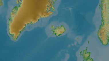 İzlanda haritası - süzül. Gölge. Fiziksel.