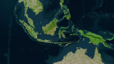 Endonezya haritası - sağlam. Gölge. Uydu. Etiketler