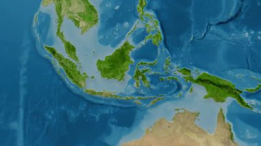 Endonezya haritası - sağlam. Gölge. Uydu.