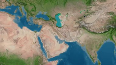 İran haritası - süzül. Gölge. Uydu.