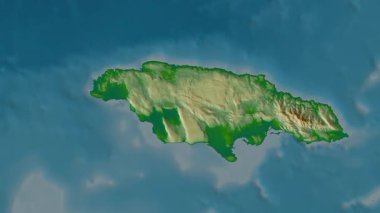 Jamaika haritası - sür. Gölge. Fiziksel.