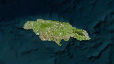 Jamaika haritası - sağlam. Gölge. Uydu. Etiketler