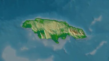 Jamaika haritası - sağlam. Gölge. Fiziksel.