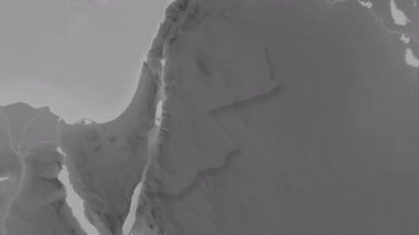 Ürdün haritası - sağlam. Gölge. Gri Tonlama.