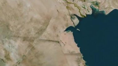 Kuveyt haritası - sağlam. Gölge. Uydu. Etiketler