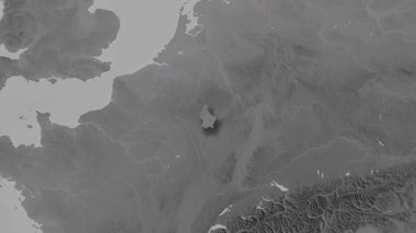 Lüksemburg haritası - çıkarın. Gölge. Gri tonlu. Etiketler