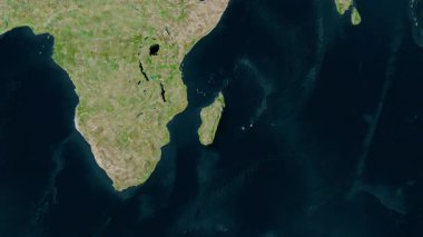 Madagaskar haritası - özüt. Gölge. Uydu. Etiketler