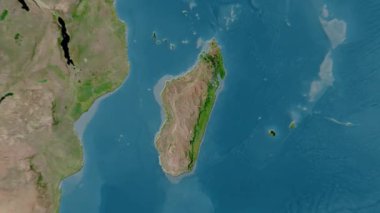 Madagaskar haritası - sağlam. Gölge. Uydu.