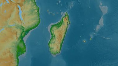 Madagaskar haritası - sağlam. Gölge. Fiziksel.