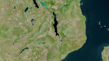 Malawi haritası - sağlam. Gölge. Uydu. Etiketler