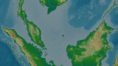 Malezya haritası - sür. Gölge. Fiziksel.