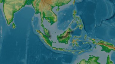 Malezya haritası - çıkarma. Gölge. Fiziksel olarak. Etiketler