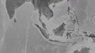 Malezya haritası - süzül. Gölge. Gri Tonlama.