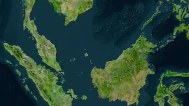 Malezya haritası - sağlam. Gölge. Uydu. Etiketler