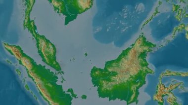 Malezya haritası - sağlam. Gölge. Fiziksel olarak. Etiketler