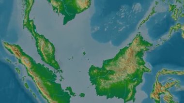 Malezya haritası - sağlam. Gölge. Fiziksel.