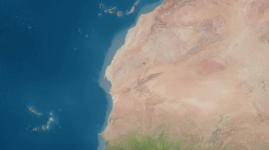 Moritanya haritası - sür. Gölge. Uydu.