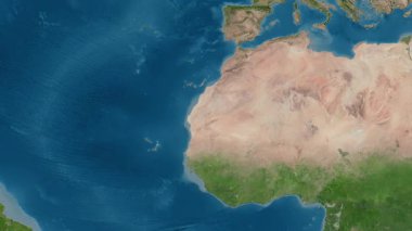 Moritanya haritası - süzül. Gölge. Uydu.