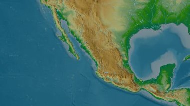 Meksika haritası - sür. Gölge. Fiziksel.