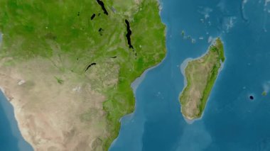 Mozambik haritası - sağlam. Gölge. Uydu.