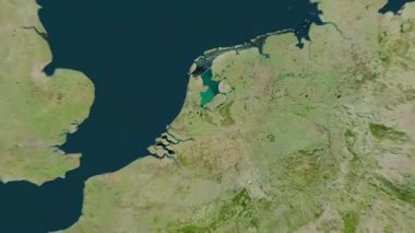 Hollanda haritası - sağlam. Gölge. Uydu.