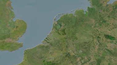 Hollanda haritası - sağlam. Gölge. Uydu. Etiketler