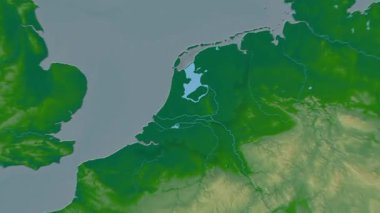 Hollanda haritası - sağlam. Gölge. Fiziksel.