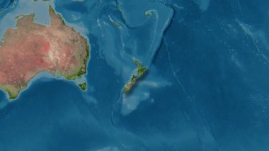 Yeni Zelanda haritası. Gölge. Uydu.