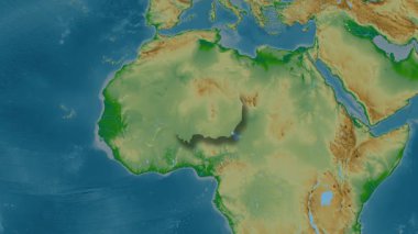 Nijer haritası - özüt. Gölge. Fiziksel olarak. Etiketler