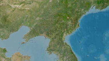 Kuzey Kore haritası - sür. Gölge. Uydu.