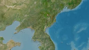 Kuzey Kore haritası - sağlam. Gölge. Uydu.