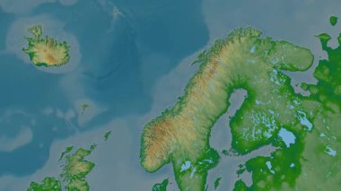 Norveç haritası - sür. Gölge. Fiziksel.