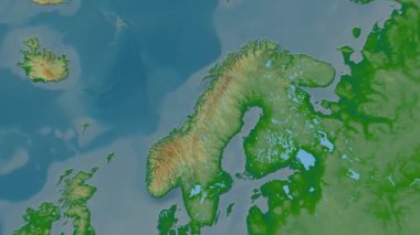 Norveç haritası - sağlam. Gölge. Fiziksel.