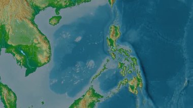 Filipinler haritası - sür. Gölge. Fiziksel.