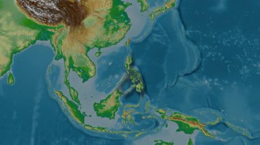Filipinler haritası - özüt. Gölge. Fiziksel olarak. Etiketler