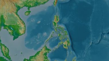 Filipinler haritası - sağlam. Gölge. Fiziksel olarak. Etiketler