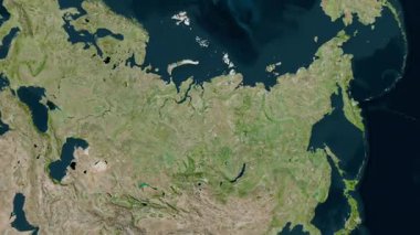 Rusya haritası - sağlam. Gölge. Uydu. Etiketler