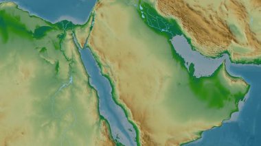 Suudi Arabistan haritası - sür. Gölge. Fiziksel.