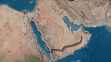 Suudi Arabistan haritası - sağlam. Gölge. Uydu. Etiketler