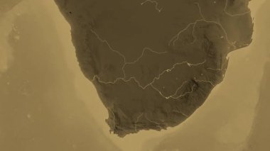 Güney Afrika haritası - sür. Gölge. Sepya.