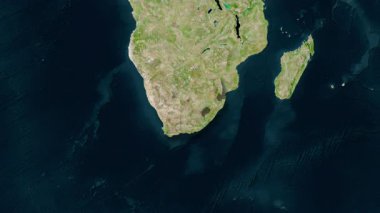 Güney Afrika haritası. Gölge. Uydu.