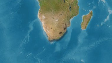 Güney Afrika haritası. Gölge. Uydu.