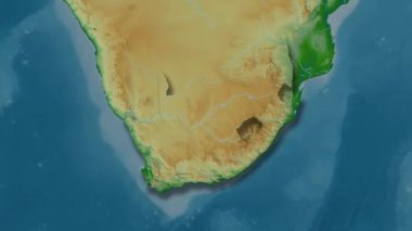 Güney Afrika haritası - sağlam. Gölge. Fiziksel.