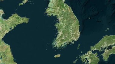 Güney Kore haritası - sür. Gölge. Uydu.