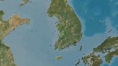 Güney Kore haritası - sür. Gölge. Uydu.