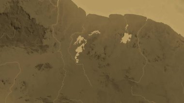 Surinam haritası - sür. Gölge. Sepya.