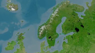 İsveç haritası - sür. Gölge. Uydu.