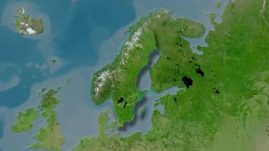 İsveç haritası - sağlam. Gölge. Uydu. Etiketler